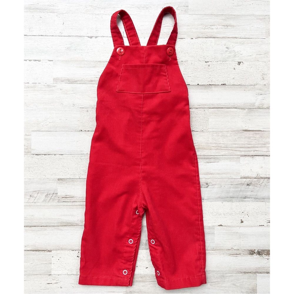 Vintage Healthtex Corduroy Overalls Red Pocket Boy or Girl 18 months